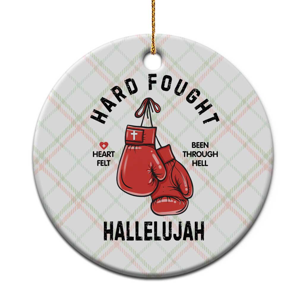 Hard Fought Hallelujah Ceramic Ornament Christian Boxing Gloves Bible Verse Faith TS14 1pc Christmas Plaid Print Your Wear
