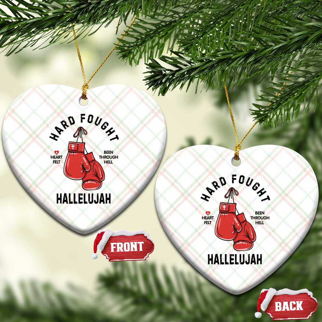 Hard Fought Hallelujah Ceramic Ornament Christian Boxing Gloves Bible Verse Faith TS14 Print Your Wear