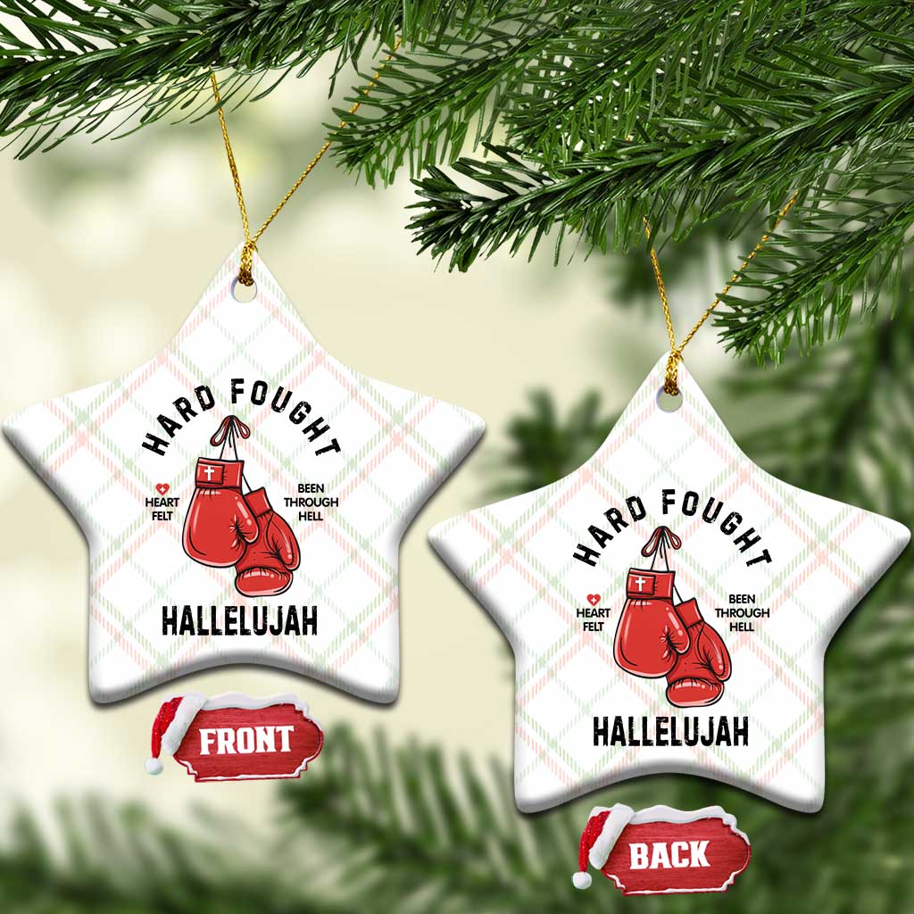 Hard Fought Hallelujah Ceramic Ornament Christian Boxing Gloves Bible Verse Faith TS14 Print Your Wear