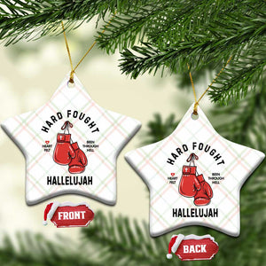 Hard Fought Hallelujah Ceramic Ornament Christian Boxing Gloves Bible Verse Faith TS14 Print Your Wear