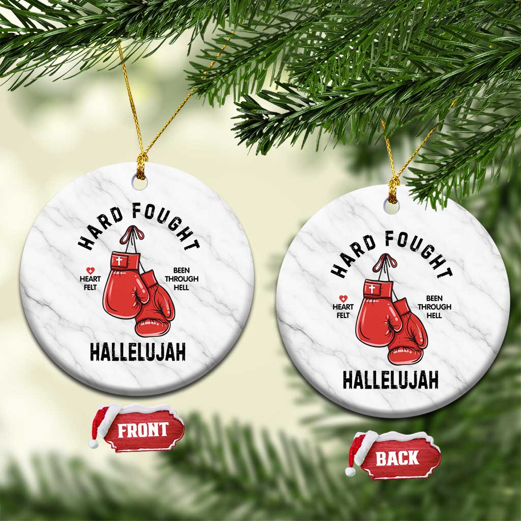 Hard Fought Hallelujah Ceramic Ornament Christian Boxing Gloves Bible Verse Faith TS14 1pc White Marble Print Your Wear