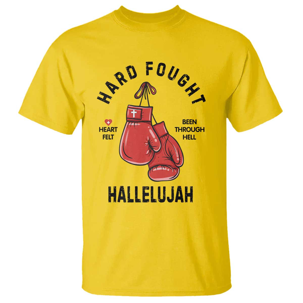Hard Fought Hallelujah T Shirt Christian Boxing Gloves Bible Verse Faith TS14 Daisy Print Your Wear