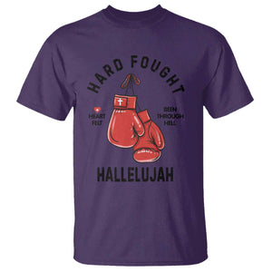 Hard Fought Hallelujah T Shirt Christian Boxing Gloves Bible Verse Faith TS14 Purple Print Your Wear