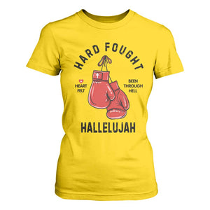 Hard Fought Hallelujah T Shirt For Women Christian Boxing Gloves Bible Verse Faith TS14 Daisy Print Your Wear