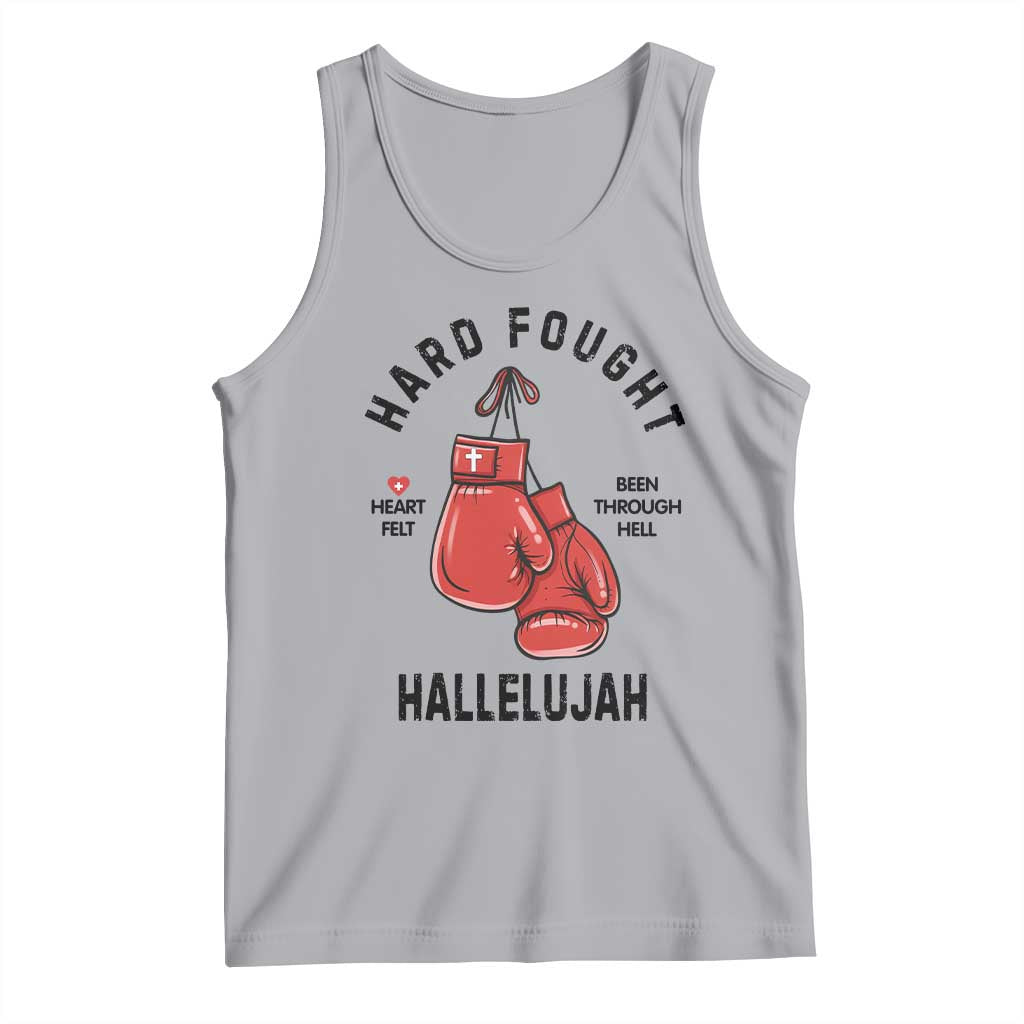 Hard Fought Hallelujah Tank Top Christian Boxing Gloves Bible Verse Faith TS14 Athletic Heather Print Your Wear