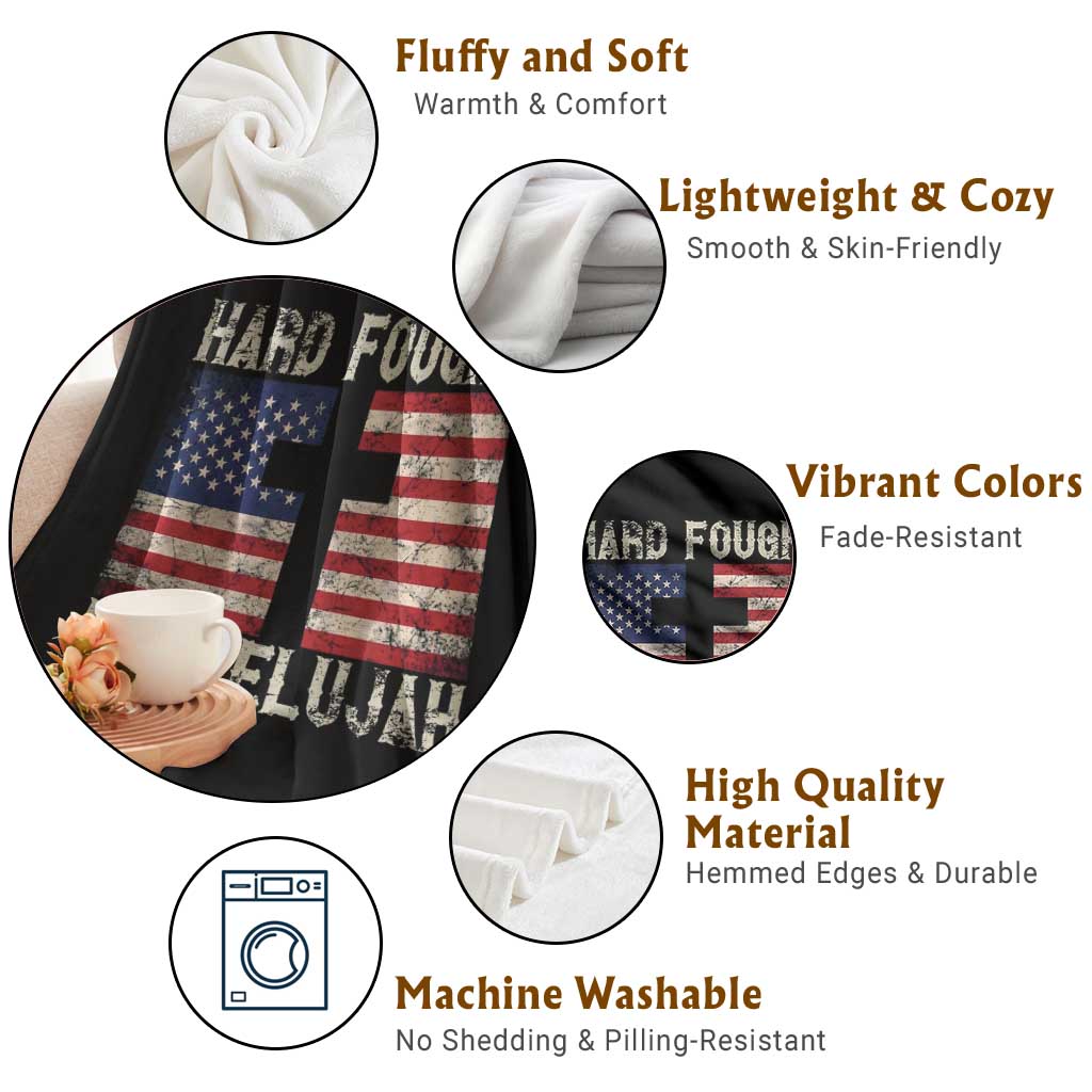 Hard Fought Hallelujah Throw Blanket Patriotic Christian Faith American Flag TS14 Print Your Wear