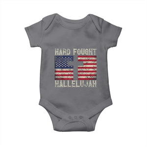 Hard Fought Hallelujah Baby Onesie Patriotic Christian Faith American Flag TS14 Charcoal Print Your Wear
