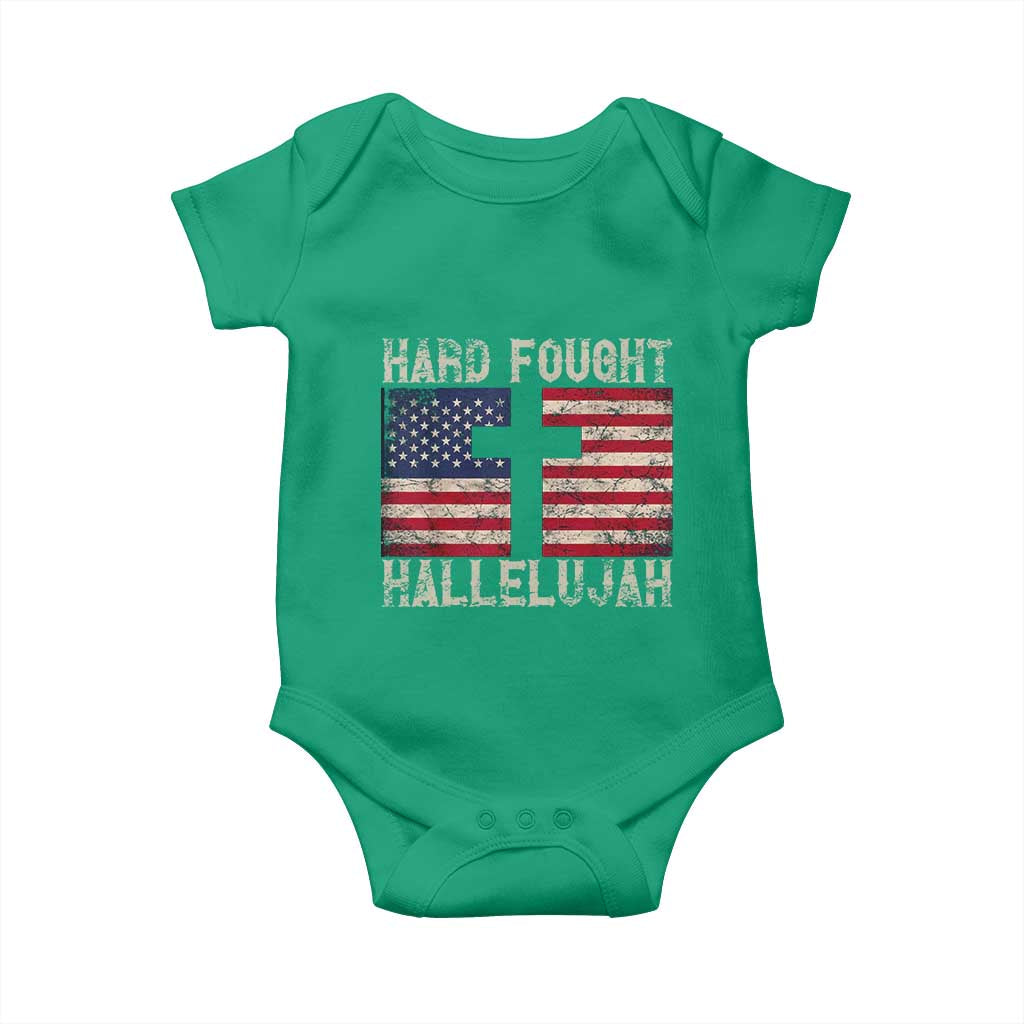 Hard Fought Hallelujah Baby Onesie Patriotic Christian Faith American Flag TS14 Irish Green Print Your Wear