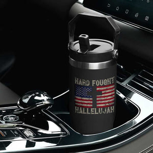 Hard Fought Hallelujah Flip Straw Tumbler Patriotic Christian Faith American Flag TS14 Print Your Wear