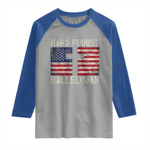Hard Fought Hallelujah Raglan Shirt Patriotic Christian Faith American Flag TS14 Sport Gray Royal Print Your Wear
