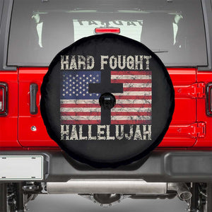 Hard Fought Hallelujah Spare Tire Cover Patriotic Christian Faith American Flag TS14 Black Print Your Wear