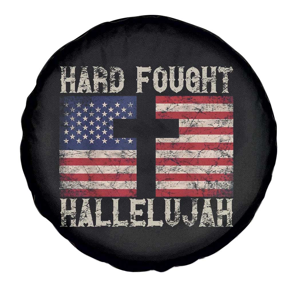 Hard Fought Hallelujah Spare Tire Cover Patriotic Christian Faith American Flag TS14 Print Your Wear