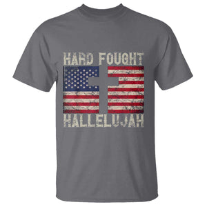 Hard Fought Hallelujah T Shirt Patriotic Christian Faith American Flag TS14 Charcoal Print Your Wear