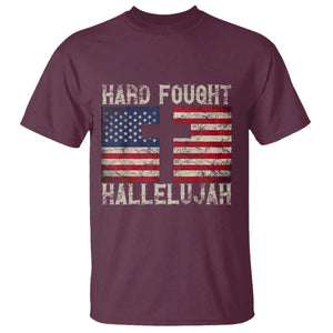 Hard Fought Hallelujah T Shirt Patriotic Christian Faith American Flag TS14 Maroon Print Your Wear