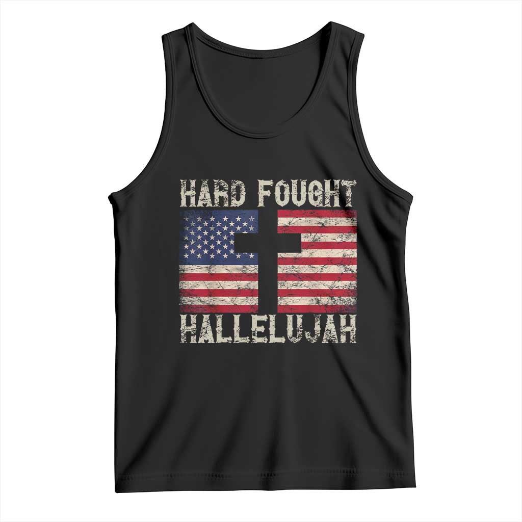 Hard Fought Hallelujah Tank Top Patriotic Christian Faith American Flag TS14 Black Print Your Wear