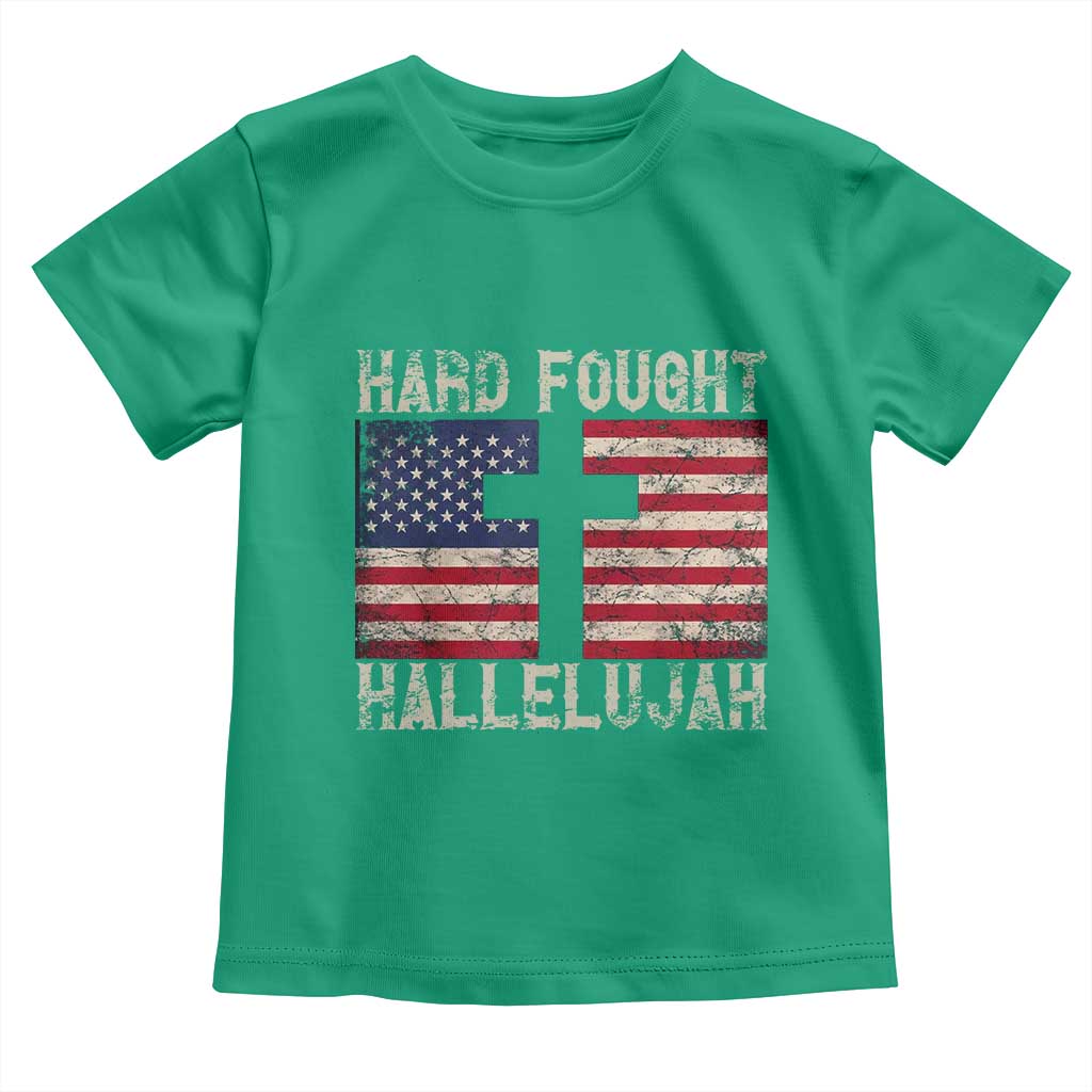 Hard Fought Hallelujah Toddler T Shirt Patriotic Christian Faith American Flag TS14 Irish Green Print Your Wear