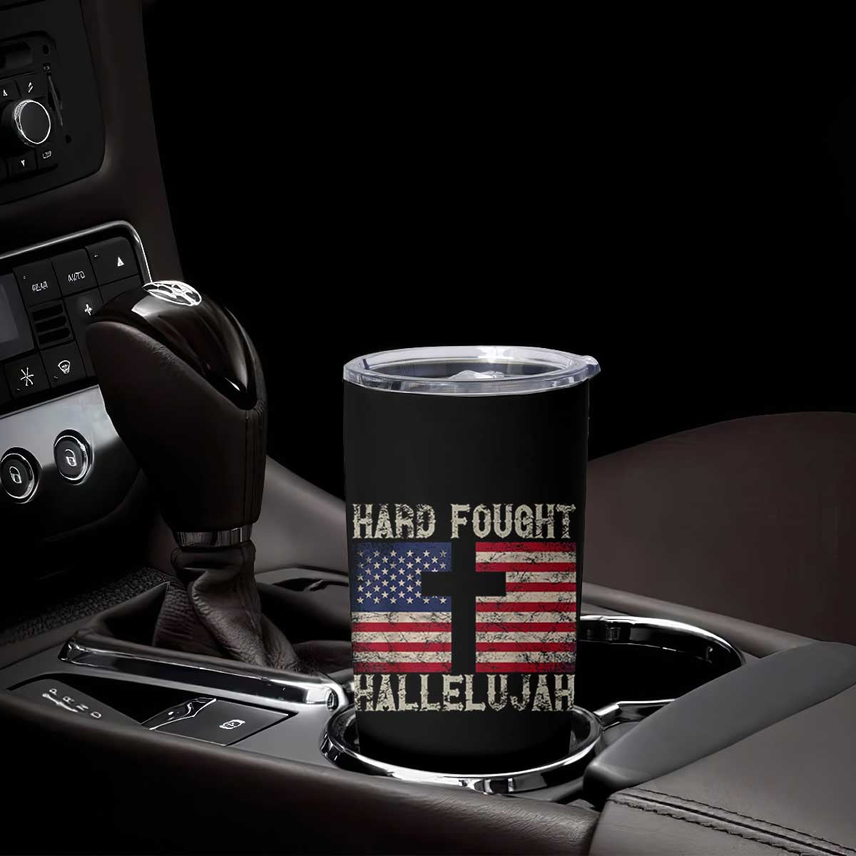 Hard Fought Hallelujah Tumbler Cup Patriotic Christian Faith American Flag TS14 Print Your Wear
