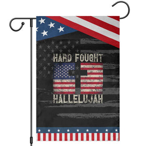 Hard Fought Hallelujah Garden Flag Patriotic Christian Faith American Flag TS14 Distressed Black Blue Print Your Wear