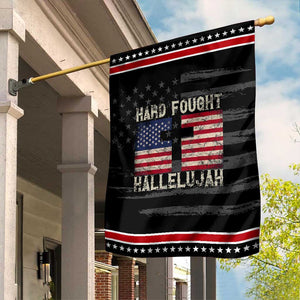 Hard Fought Hallelujah Garden Flag Patriotic Christian Faith American Flag TS14 Distressed Black Red Print Your Wear