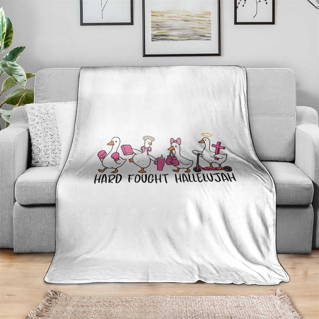 Hard Fought Hallelujah Throw Blanket Funny Christian Goose TS14 Print Your Wear
