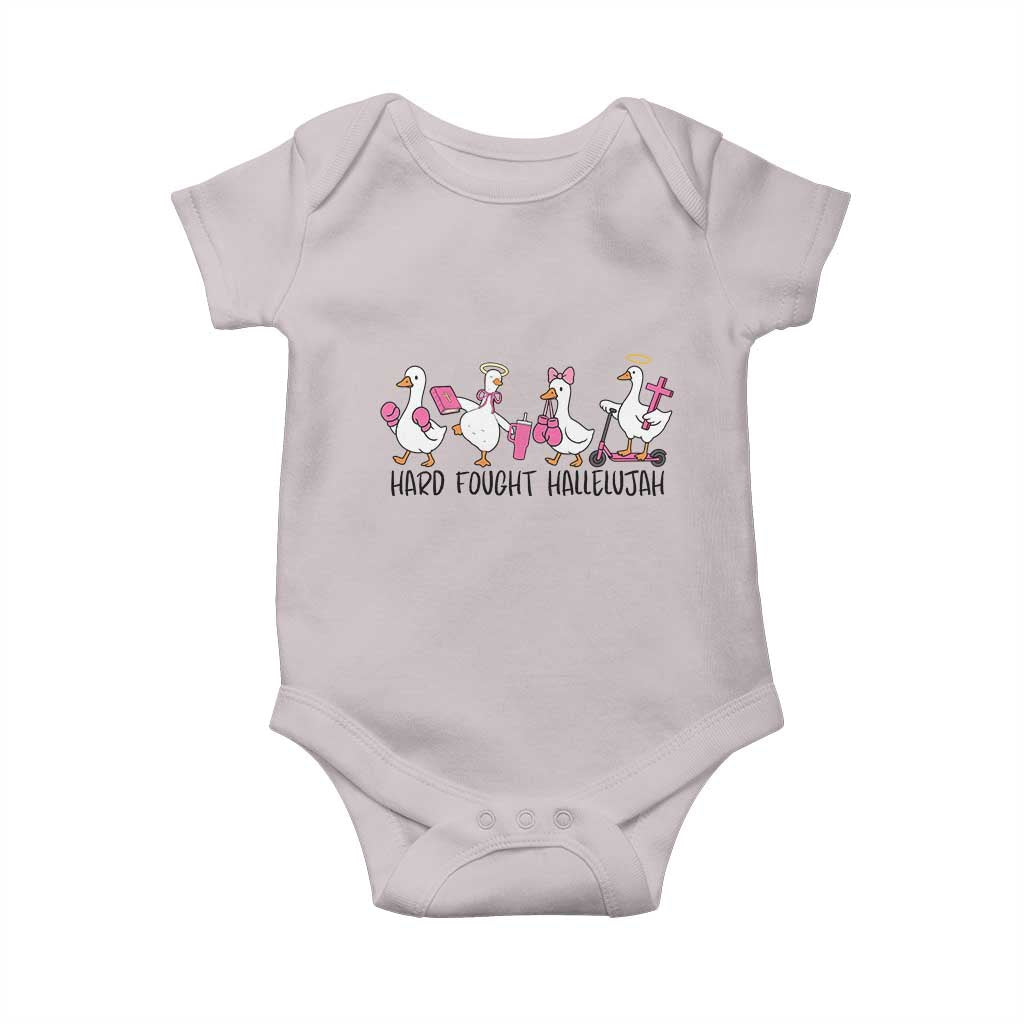 Hard Fought Hallelujah Baby Onesie Funny Christian Goose TS14 Ice Gray Print Your Wear