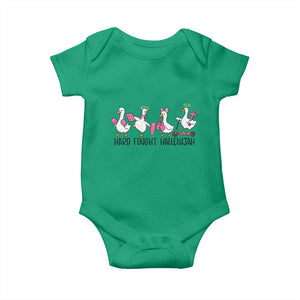 Hard Fought Hallelujah Baby Onesie Funny Christian Goose TS14 Irish Green Print Your Wear