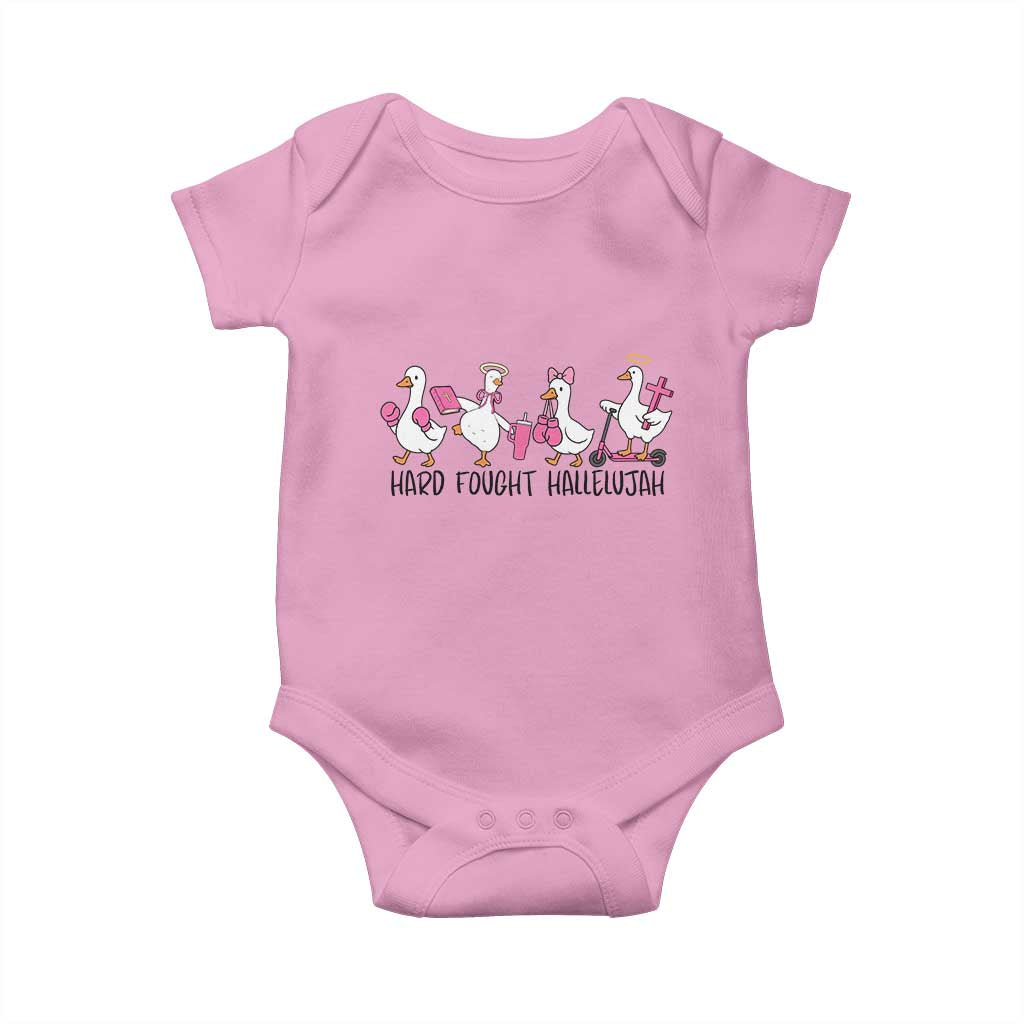 Hard Fought Hallelujah Baby Onesie Funny Christian Goose TS14 Light Pink Print Your Wear