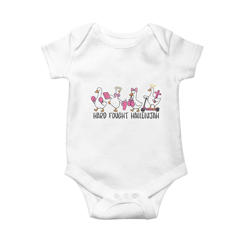 Hard Fought Hallelujah Baby Onesie Funny Christian Goose TS14 White Print Your Wear