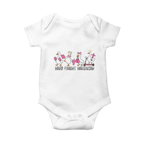 Hard Fought Hallelujah Baby Onesie Funny Christian Goose TS14 White Print Your Wear