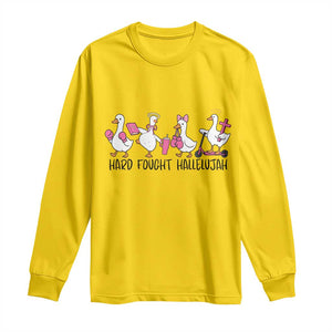 Hard Fought Hallelujah Long Sleeve Shirt Funny Christian Goose TS14 Daisy Print Your Wear