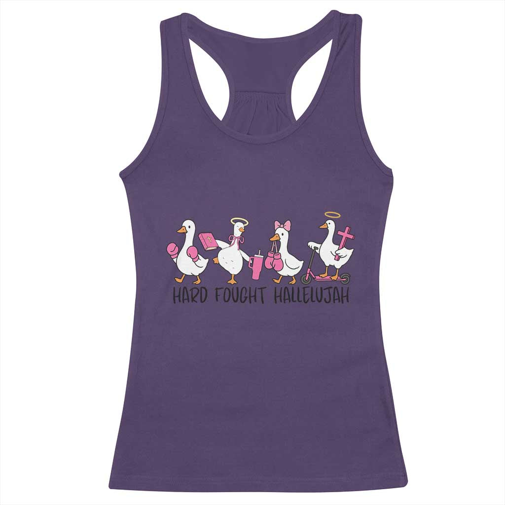Hard Fought Hallelujah Racerback Tank Top Funny Christian Goose TS14 Purple Print Your Wear