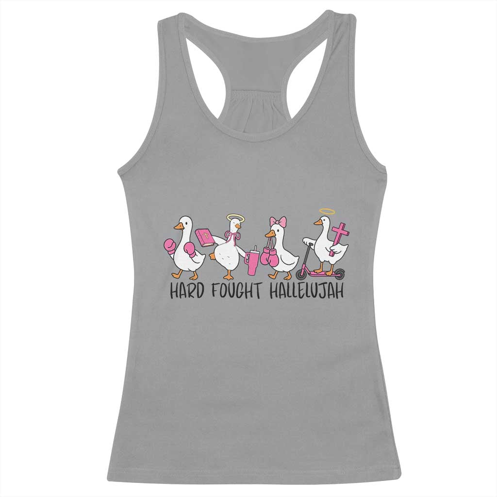 Hard Fought Hallelujah Racerback Tank Top Funny Christian Goose TS14 Sport Gray Print Your Wear