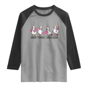Hard Fought Hallelujah Raglan Shirt Funny Christian Goose TS14 Sport Gray Black Print Your Wear