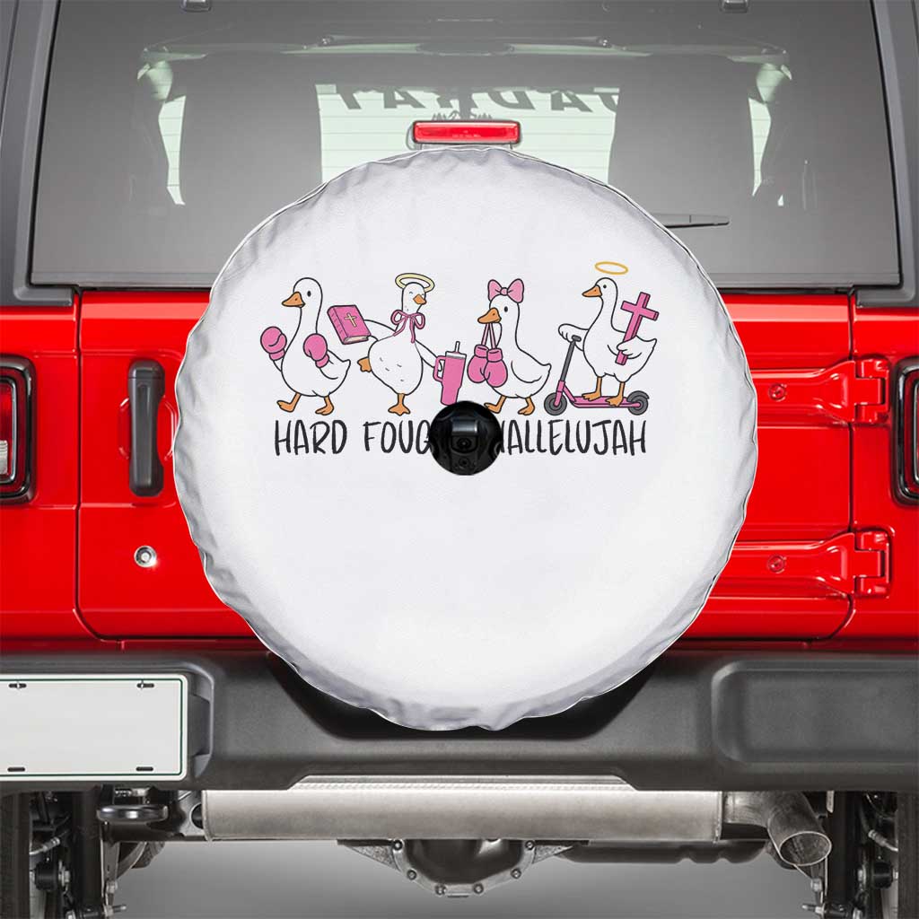 Hard Fought Hallelujah Spare Tire Cover Funny Christian Goose TS14 White Print Your Wear