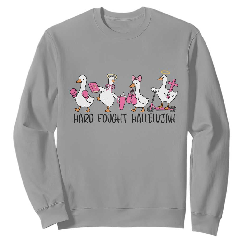 Hard Fought Hallelujah Sweatshirt Funny Christian Goose TS14 Sport Gray Print Your Wear