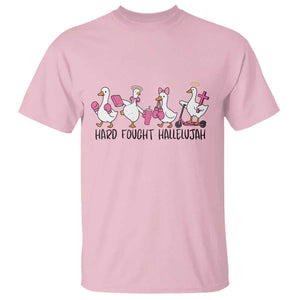 Hard Fought Hallelujah T Shirt Funny Christian Goose TS14 Light Pink Print Your Wear