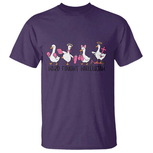 Hard Fought Hallelujah T Shirt Funny Christian Goose TS14 Purple Print Your Wear