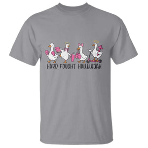 Hard Fought Hallelujah T Shirt Funny Christian Goose TS14 Sport Gray Print Your Wear