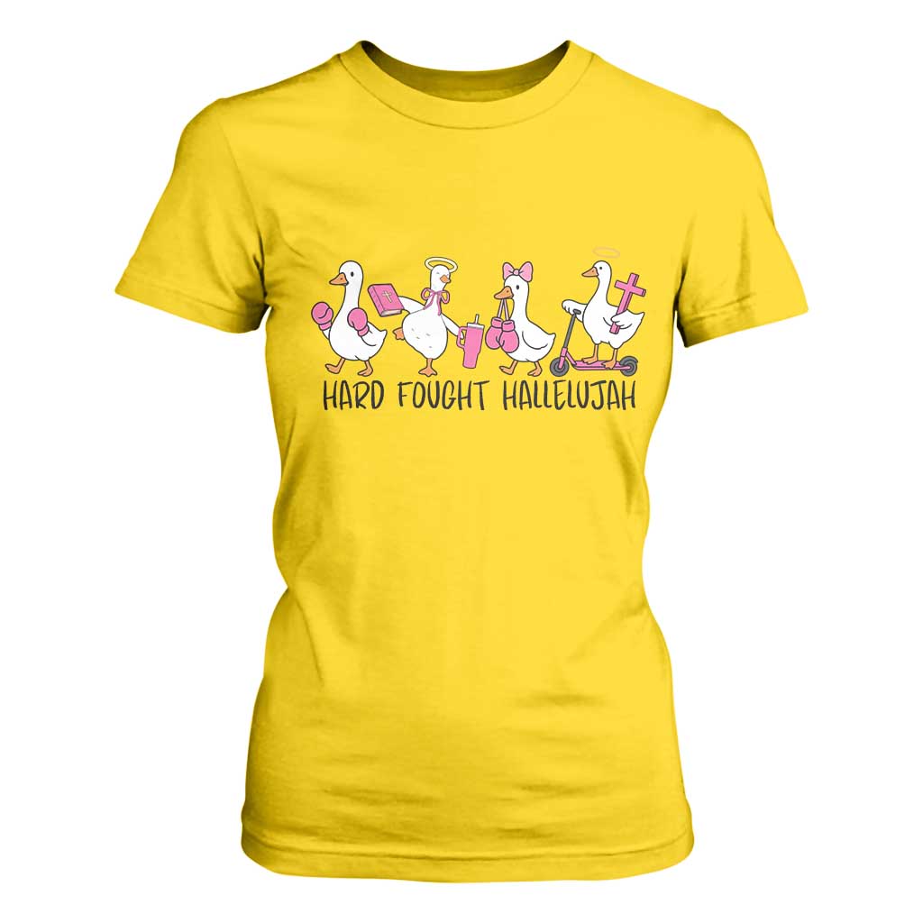 Hard Fought Hallelujah T Shirt For Women Funny Christian Goose TS14 Daisy Print Your Wear