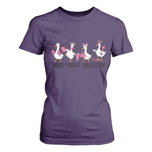Hard Fought Hallelujah T Shirt For Women Funny Christian Goose TS14 Purple Print Your Wear