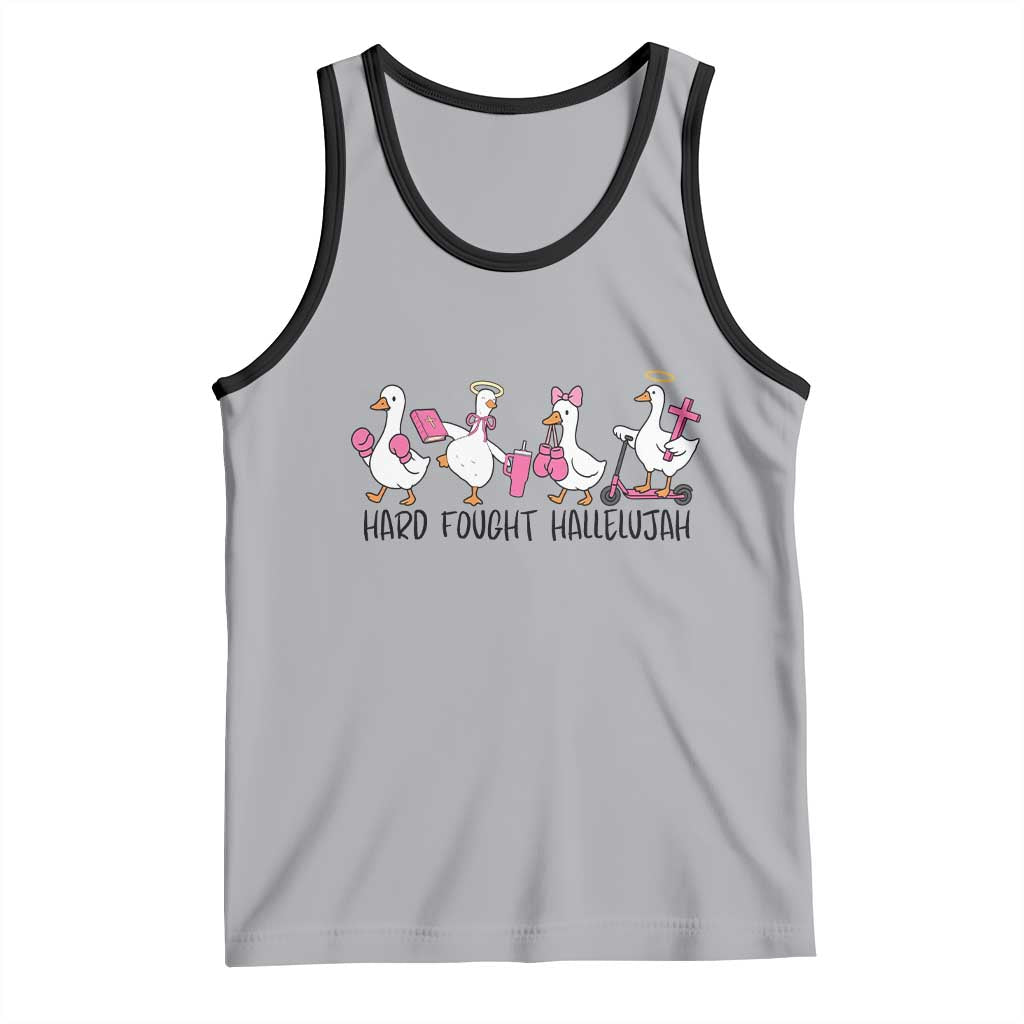 Hard Fought Hallelujah Tank Top Funny Christian Goose TS14 Athletic Heather Black Print Your Wear