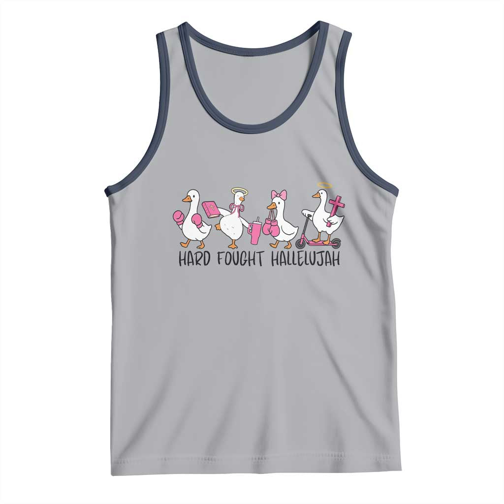 Hard Fought Hallelujah Tank Top Funny Christian Goose TS14 Athletic Heather Navy Print Your Wear