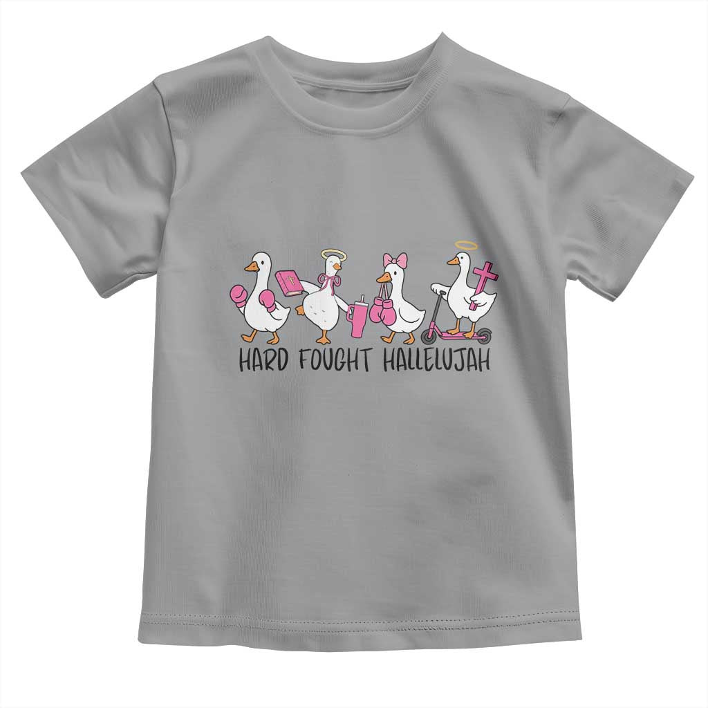 Hard Fought Hallelujah Toddler T Shirt Funny Christian Goose TS14 Sport Gray Print Your Wear