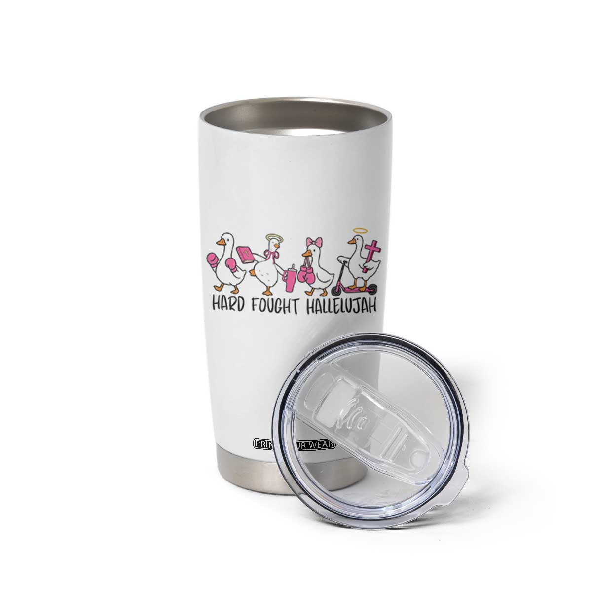 Hard Fought Hallelujah Tumbler Cup Funny Christian Goose TS14 Print Your Wear