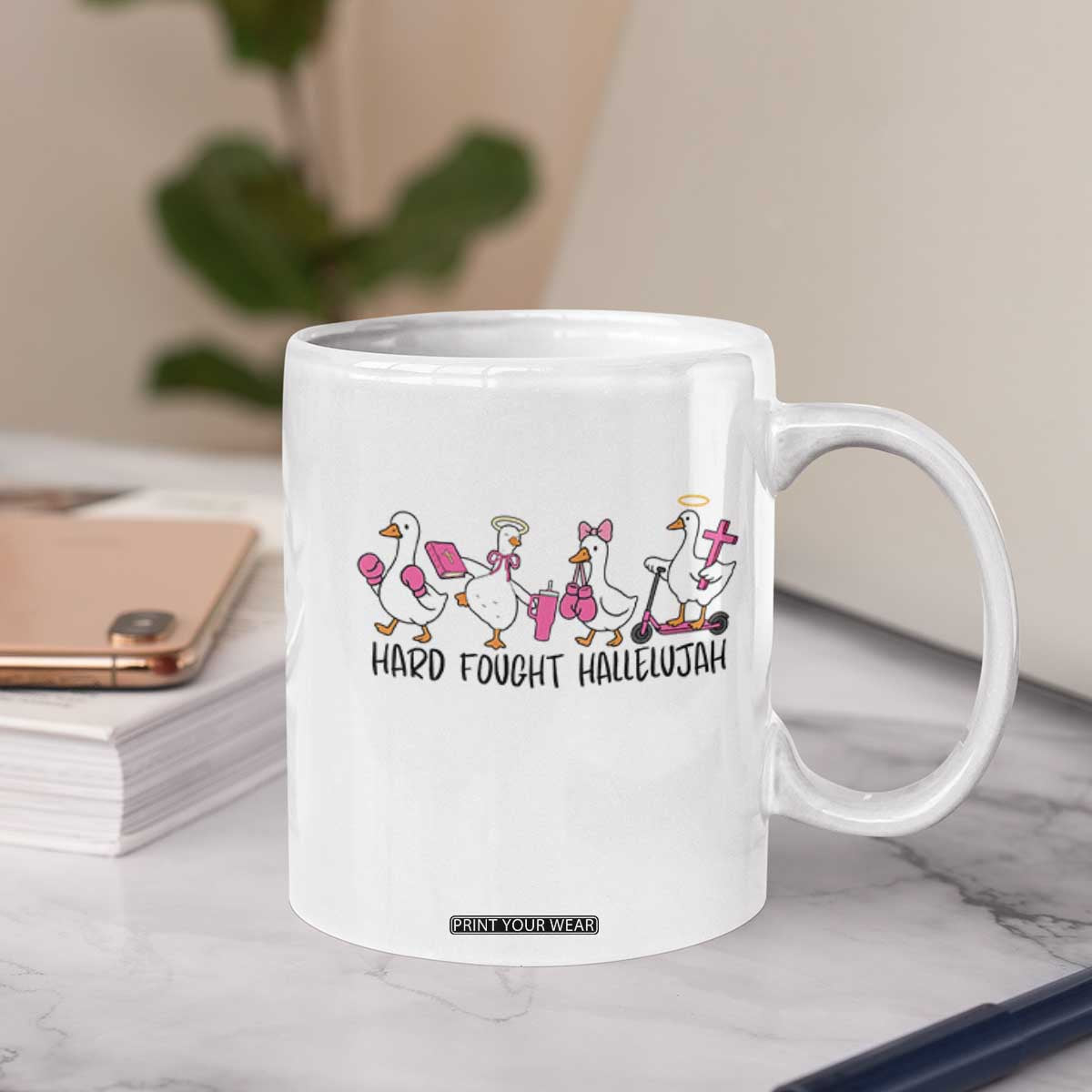 Hard Fought Hallelujah Coffee Mug Funny Christian Goose TS14 Print Your Wear