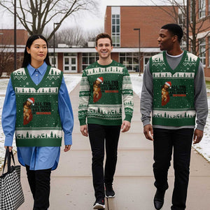 Funny December Birthday V-Neck Knit Sweater Vest All The Cool People are Born in December TS14 Forest Green Beige Print Your Wear