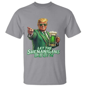 Funny Trump St Patricks Day T Shirt Let The Shenanigans Begin TS14 Sport Gray Print Your Wear