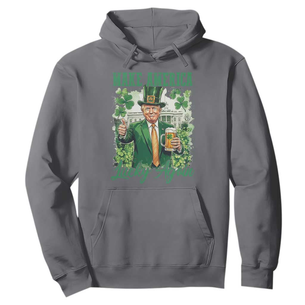 Funny Trump St Patricks Day Hoodie Make American Lucky Again TS14 Charcoal Print Your Wear