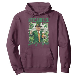 Funny Trump St Patricks Day Hoodie Make American Lucky Again TS14 Maroon Print Your Wear