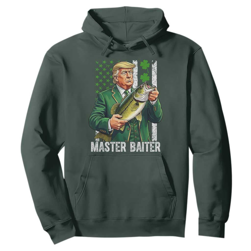 Funny Trump St Patricks Day Hoodie Patriotic Fisherman Bass Fishing Master Baiter TS14 Dark Forest Green Print Your Wear